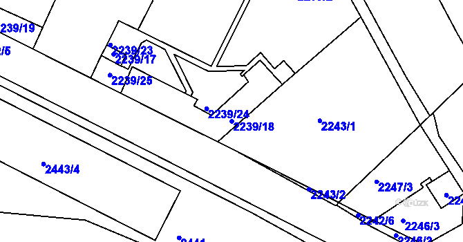 Parcela st. 2239/18 v KÚ Vršovice, Katastrální mapa