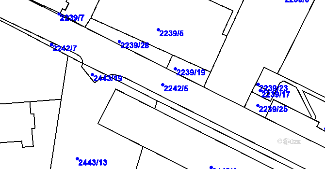 Parcela st. 2242/5 v KÚ Vršovice, Katastrální mapa