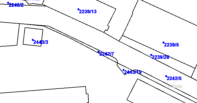 Parcela st. 2242/7 v KÚ Vršovice, Katastrální mapa