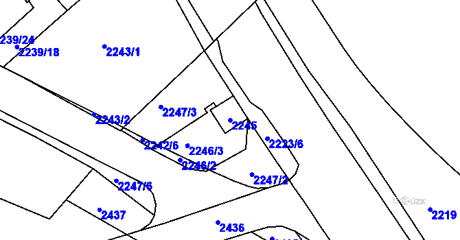 Parcela st. 2245 v KÚ Vršovice, Katastrální mapa
