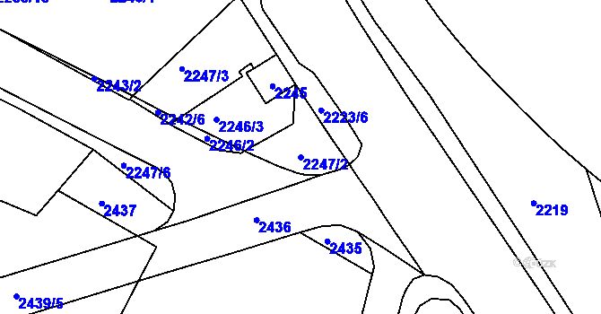 Parcela st. 2247/2 v KÚ Vršovice, Katastrální mapa