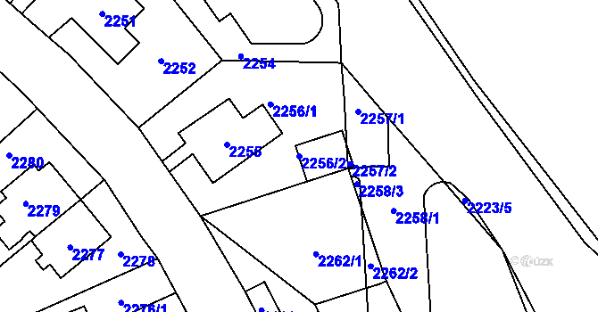 Parcela st. 2256/2 v KÚ Vršovice, Katastrální mapa