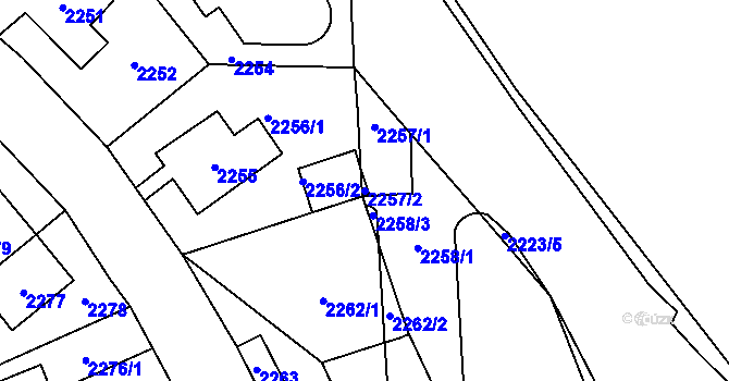 Parcela st. 2257/2 v KÚ Vršovice, Katastrální mapa