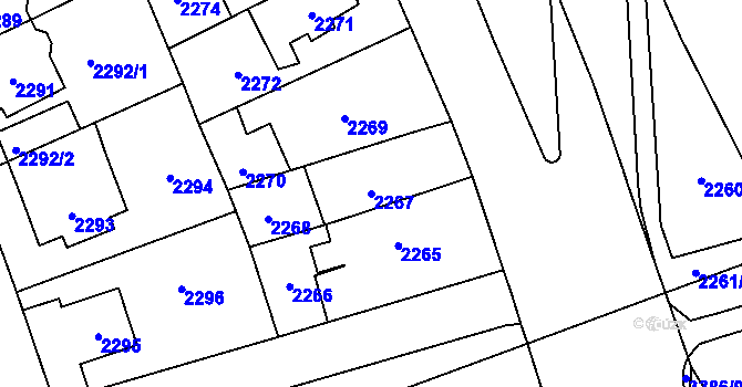 Parcela st. 2267 v KÚ Vršovice, Katastrální mapa