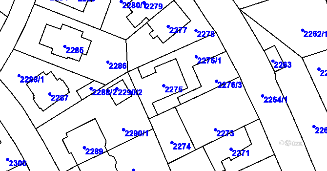 Parcela st. 2275 v KÚ Vršovice, Katastrální mapa