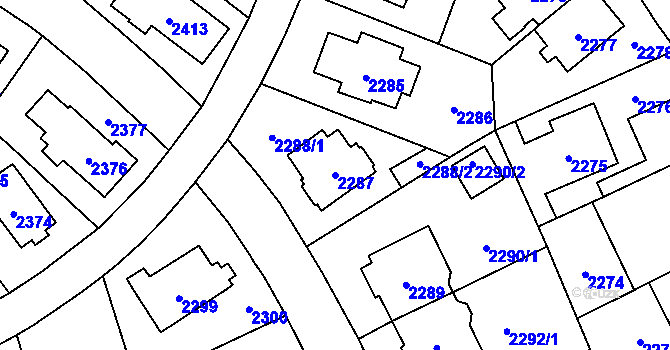Parcela st. 2287 v KÚ Vršovice, Katastrální mapa