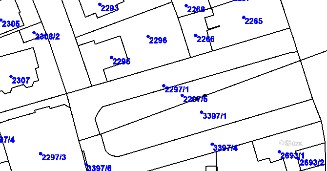 Parcela st. 2297/1 v KÚ Vršovice, Katastrální mapa