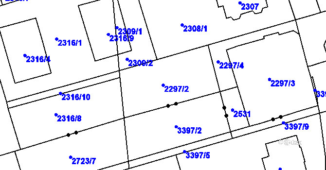 Parcela st. 2297/2 v KÚ Vršovice, Katastrální mapa