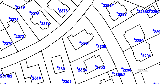 Parcela st. 2299 v KÚ Vršovice, Katastrální mapa