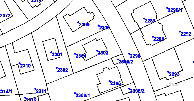 Parcela st. 2303 v KÚ Vršovice, Katastrální mapa