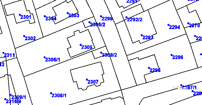 Parcela st. 2308/2 v KÚ Vršovice, Katastrální mapa