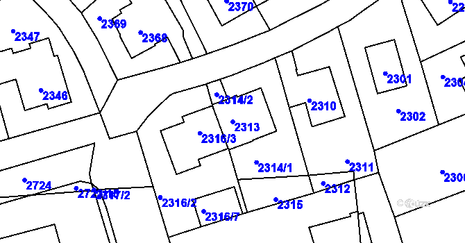 Parcela st. 2313 v KÚ Vršovice, Katastrální mapa