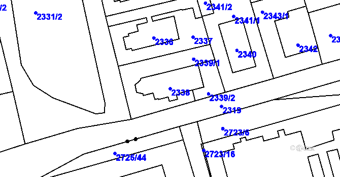 Parcela st. 2338 v KÚ Vršovice, Katastrální mapa