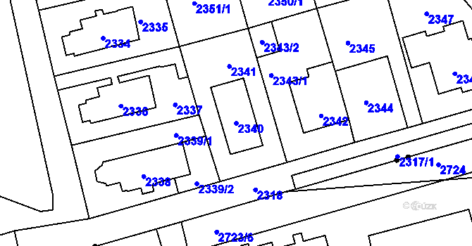 Parcela st. 2340 v KÚ Vršovice, Katastrální mapa