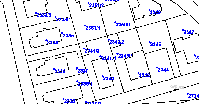 Parcela st. 2341 v KÚ Vršovice, Katastrální mapa