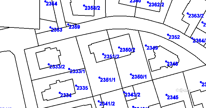 Parcela st. 2351/2 v KÚ Vršovice, Katastrální mapa