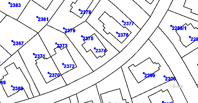 Parcela st. 2374 v KÚ Vršovice, Katastrální mapa