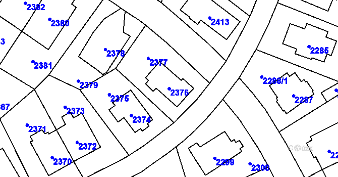Parcela st. 2376 v KÚ Vršovice, Katastrální mapa