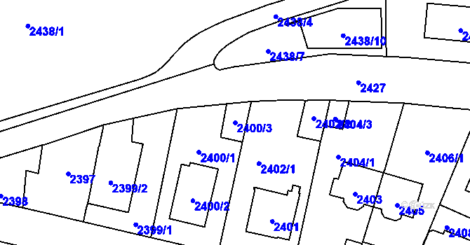 Parcela st. 2400/3 v KÚ Vršovice, Katastrální mapa