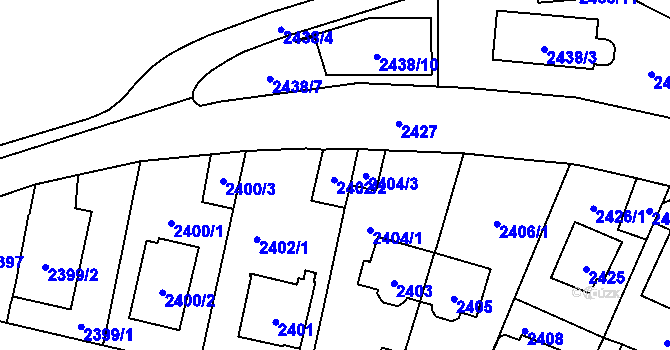 Parcela st. 2402/2 v KÚ Vršovice, Katastrální mapa