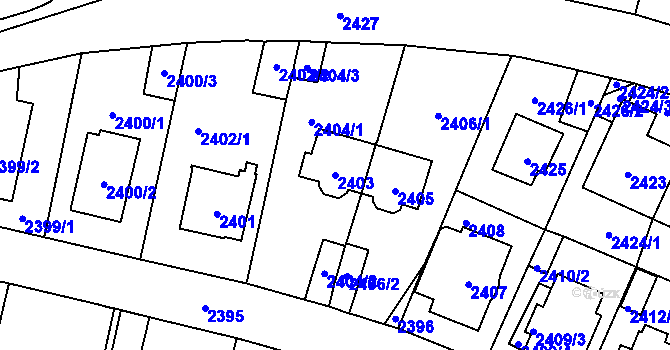 Parcela st. 2403 v KÚ Vršovice, Katastrální mapa