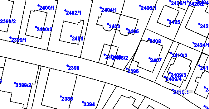 Parcela st. 2404/2 v KÚ Vršovice, Katastrální mapa