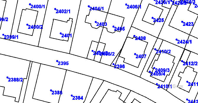 Parcela st. 2406/2 v KÚ Vršovice, Katastrální mapa