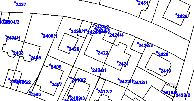 Parcela st. 2423 v KÚ Vršovice, Katastrální mapa