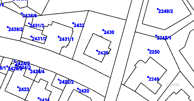 Parcela st. 2429 v KÚ Vršovice, Katastrální mapa