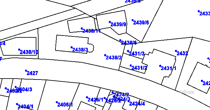 Parcela st. 2438/2 v KÚ Vršovice, Katastrální mapa