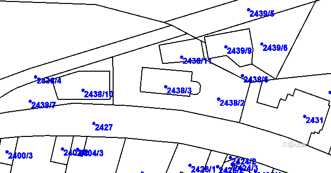 Parcela st. 2438/3 v KÚ Vršovice, Katastrální mapa