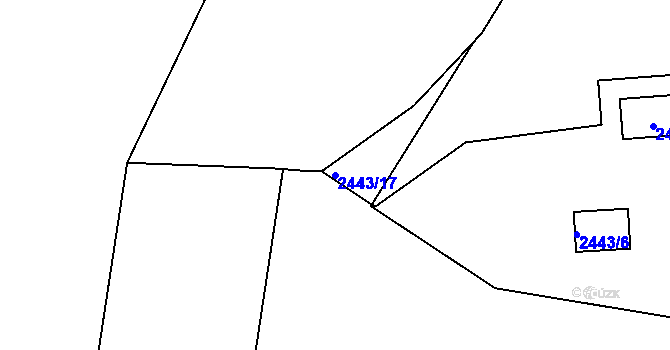 Parcela st. 2443/17 v KÚ Vršovice, Katastrální mapa