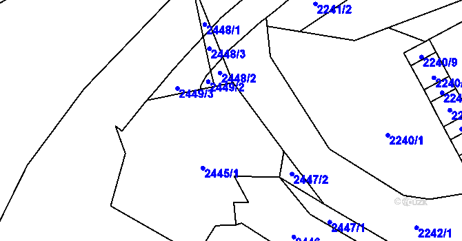 Parcela st. 2445/2 v KÚ Vršovice, Katastrální mapa
