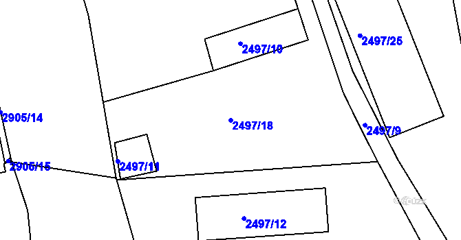 Parcela st. 2497/18 v KÚ Vršovice, Katastrální mapa