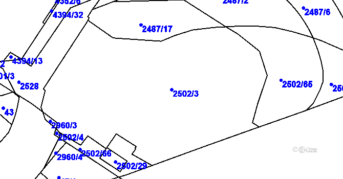 Parcela st. 2502/3 v KÚ Vršovice, Katastrální mapa