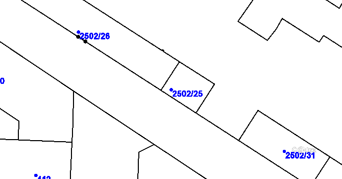 Parcela st. 2502/25 v KÚ Vršovice, Katastrální mapa