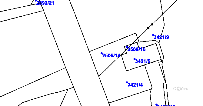 Parcela st. 2506/14 v KÚ Vršovice, Katastrální mapa