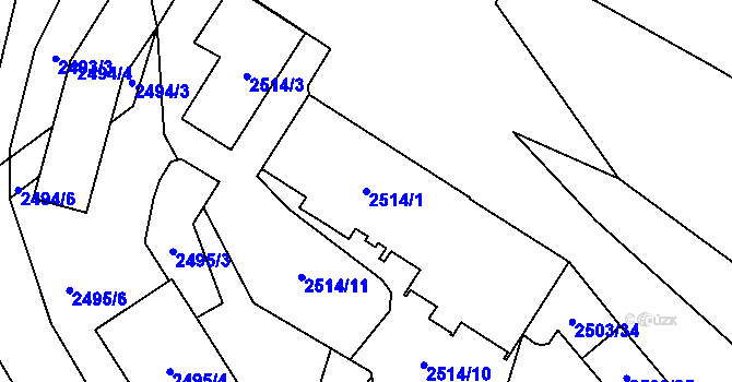 Parcela st. 2514/1 v KÚ Vršovice, Katastrální mapa