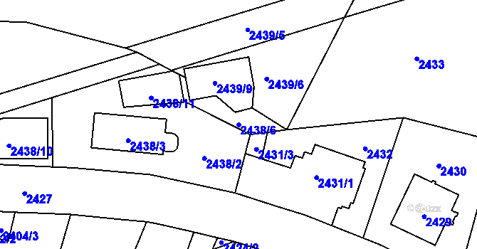 Parcela st. 2438/6 v KÚ Vršovice, Katastrální mapa