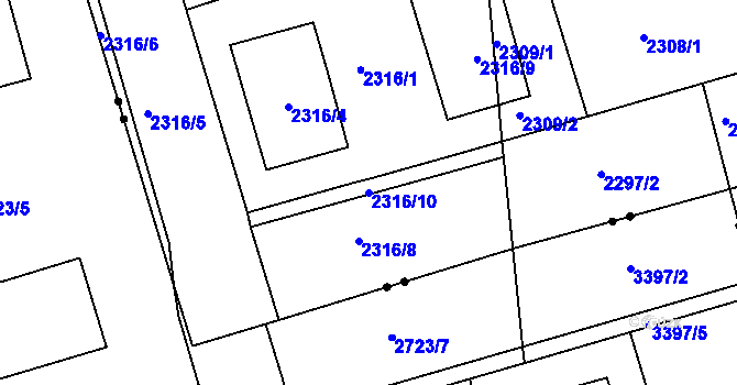 Parcela st. 2316/10 v KÚ Vršovice, Katastrální mapa