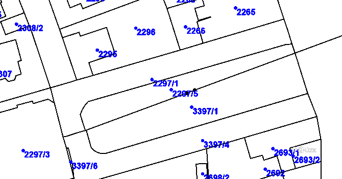 Parcela st. 2297/5 v KÚ Vršovice, Katastrální mapa