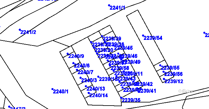 Parcela st. 2239/40 v KÚ Vršovice, Katastrální mapa