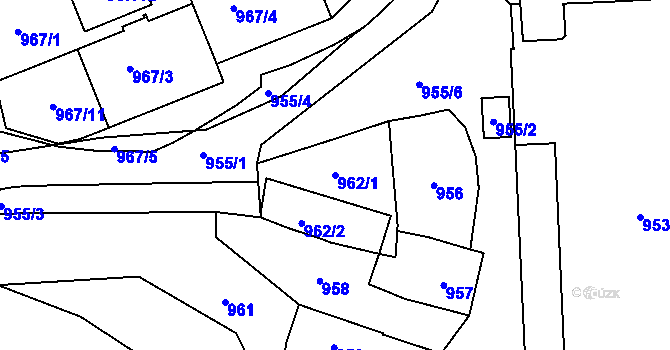 Parcela st. 962/1 v KÚ Vršovice, Katastrální mapa