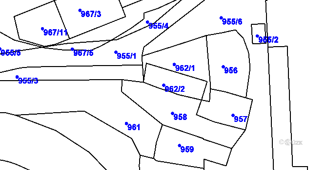 Parcela st. 962/2 v KÚ Vršovice, Katastrální mapa