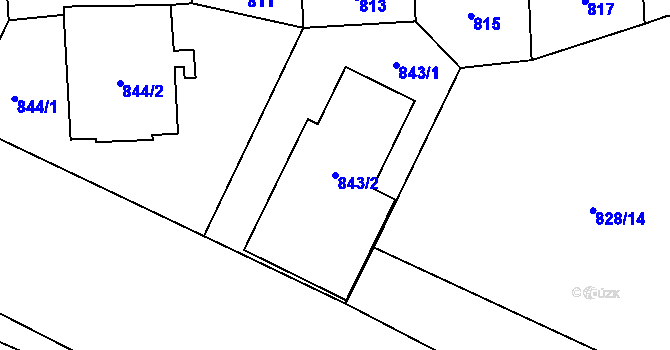 Parcela st. 843/2 v KÚ Vršovice, Katastrální mapa