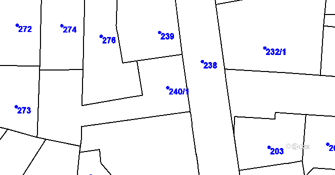 Parcela st. 240/1 v KÚ Vršovice, Katastrální mapa
