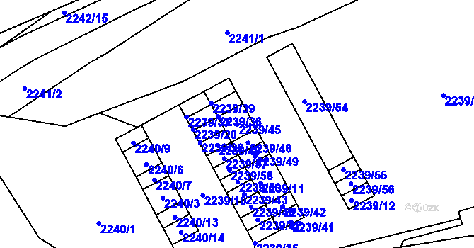 Parcela st. 2239/45 v KÚ Vršovice, Katastrální mapa