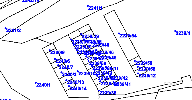 Parcela st. 2239/46 v KÚ Vršovice, Katastrální mapa