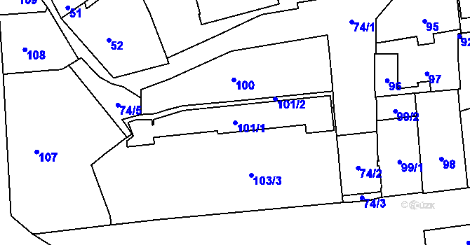 Parcela st. 101/1 v KÚ Vršovice, Katastrální mapa
