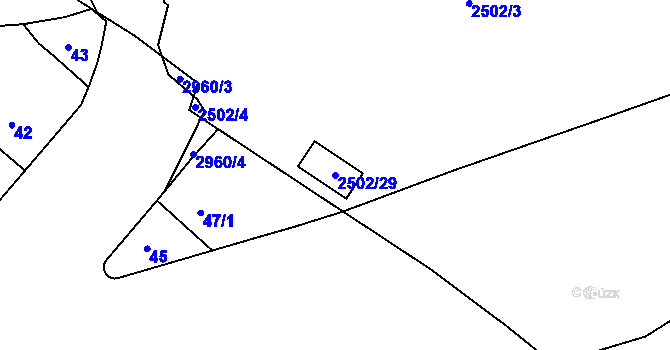 Parcela st. 2502/29 v KÚ Vršovice, Katastrální mapa